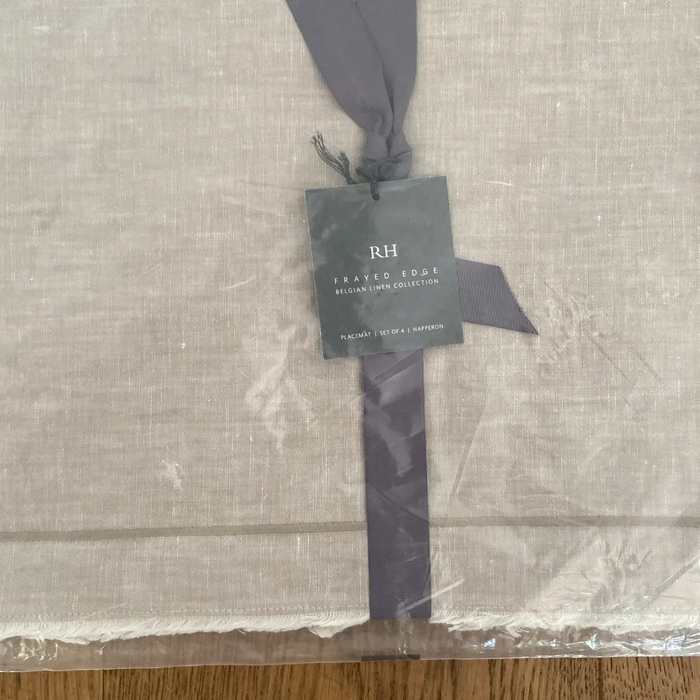 Restoration Hardware Frayed Edge Belgian Linen Placemats (Set of 4)